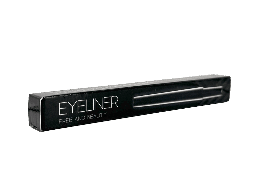 Tinta para delineador de ojos en envase elegante y compacto, ideal para un maquillaje preciso y duradero. Marca "Eyeliner" en presentación moderna, diseñada para realzar la mirada.