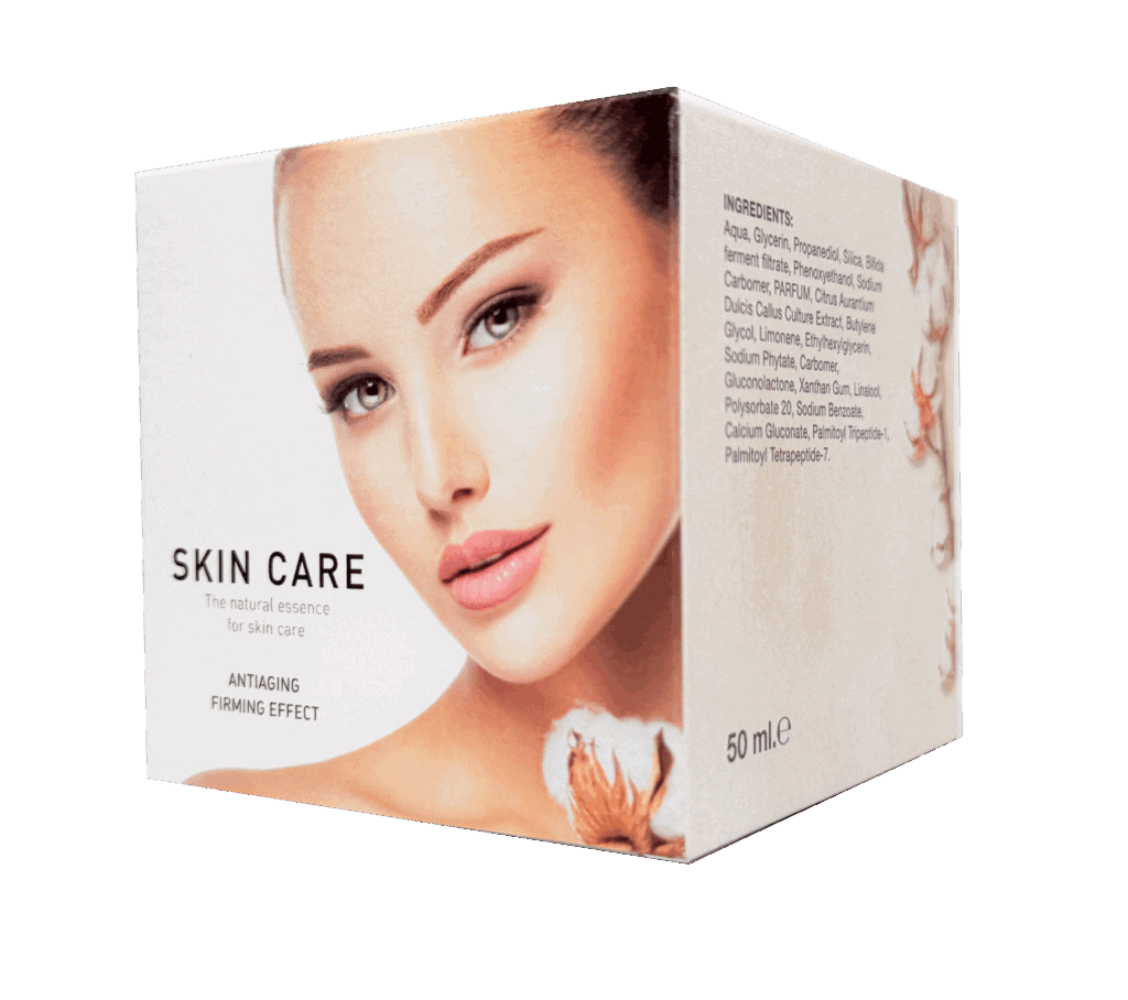 Caja de packaging para skincare y cuidado facial con diseño premium