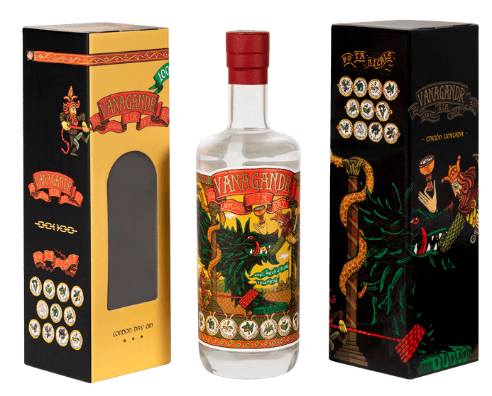 Estuche de cartón para botella gourmet con packaging alimentario premium